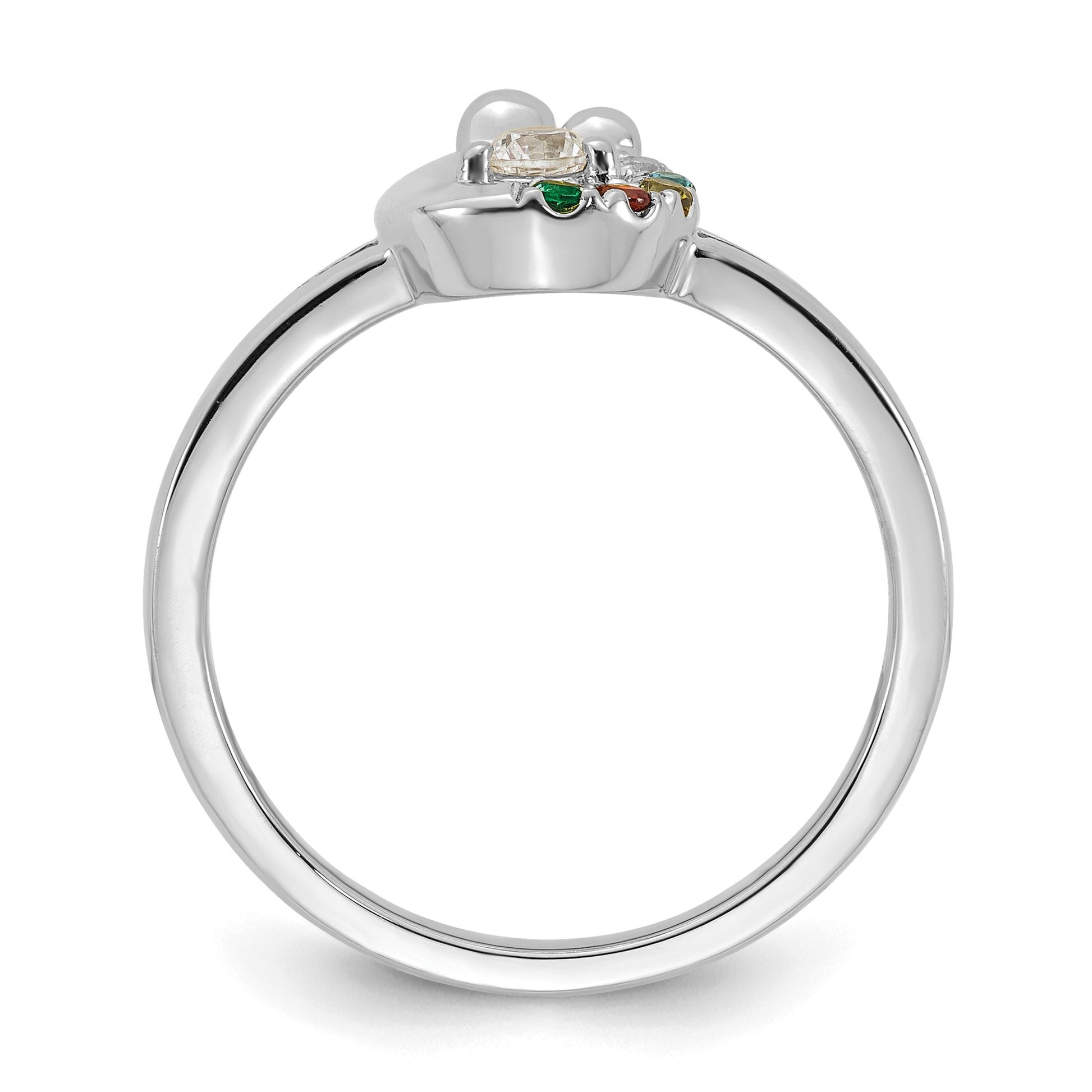 14k WG Diamond with 5 Birthstone Mother/Child Ring Semi-mount