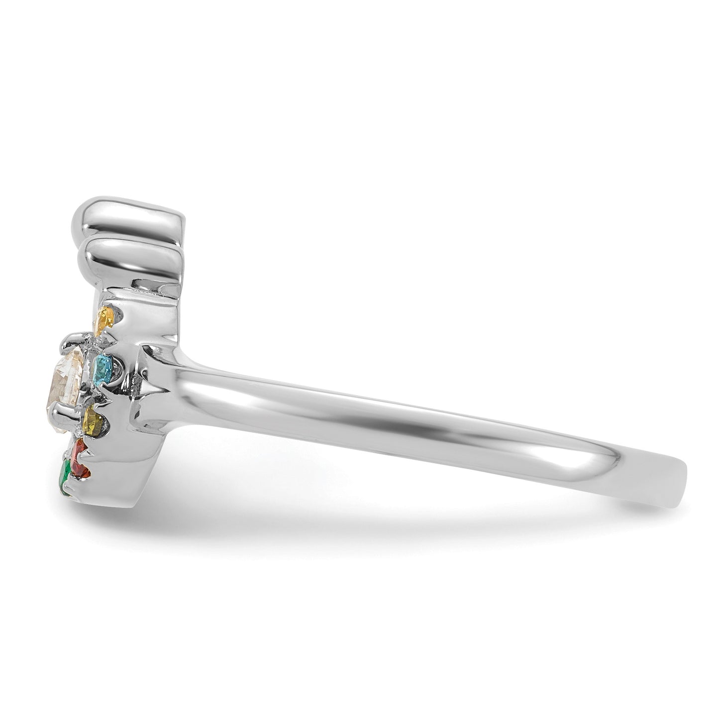 14k WG Diamond with 5 Birthstone Mother/Child Ring Semi-mount