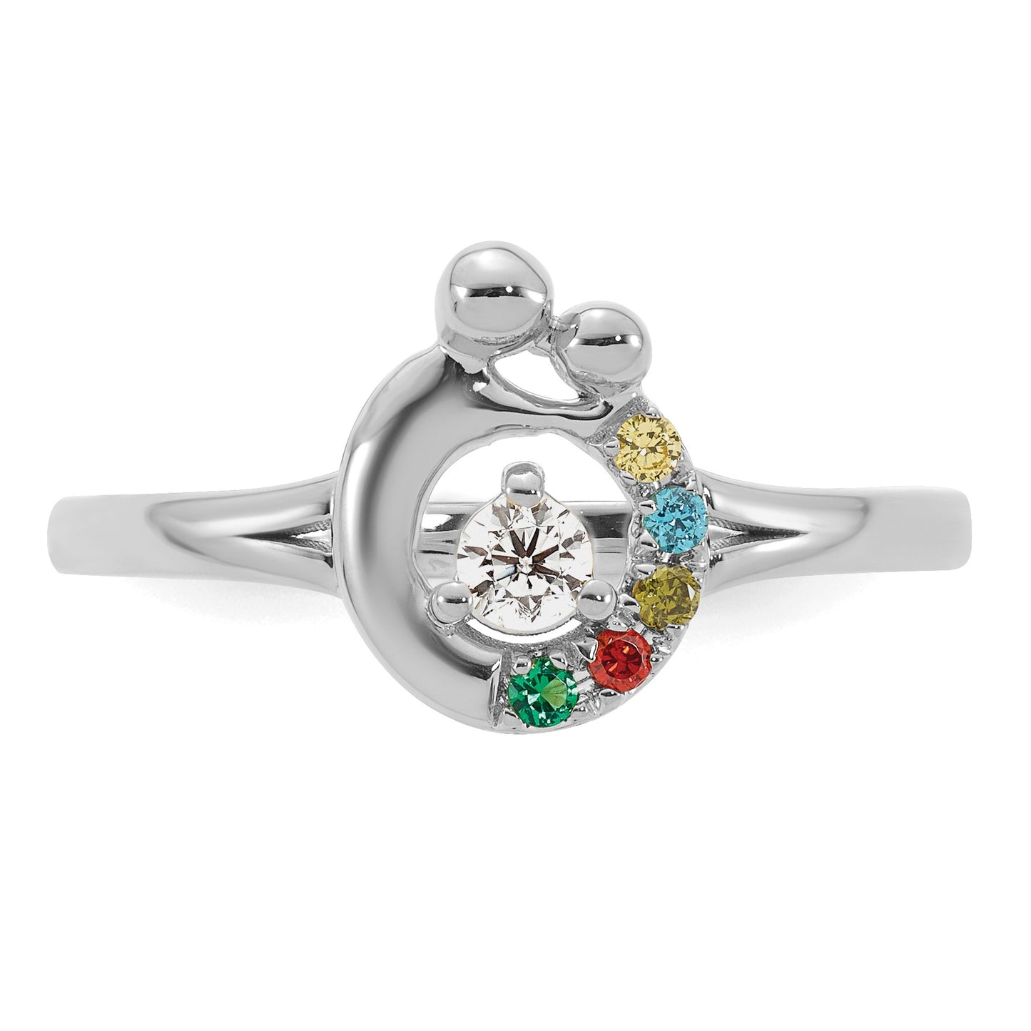 14k WG Diamond with 5 Birthstone Mother/Child Ring Semi-mount