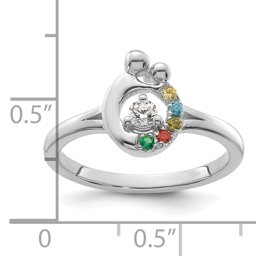 14k WG Diamond with 5 Birthstone Mother/Child Ring Semi-mount