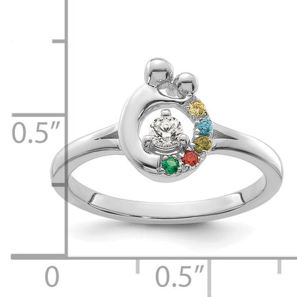 14k WG Diamond with 5 Birthstone Mother/Child Ring Semi-mount