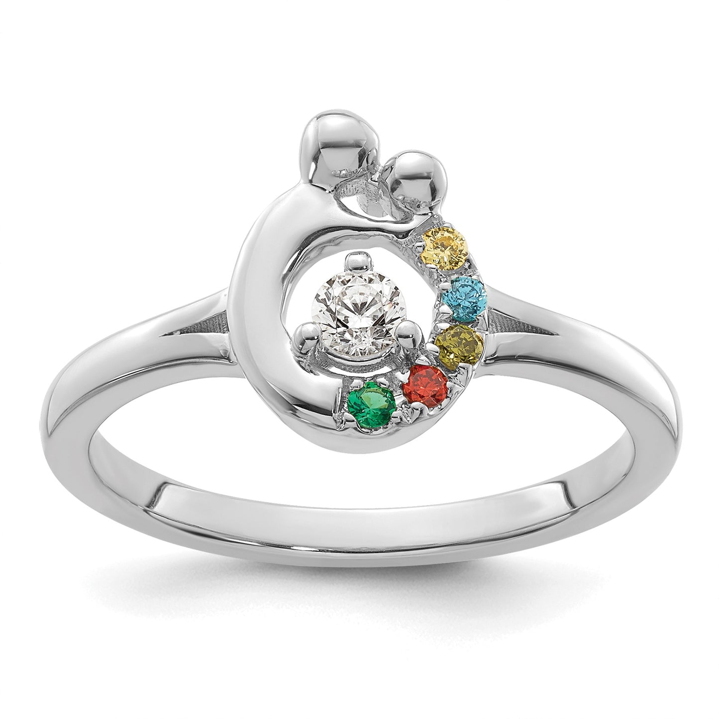 14k WG Diamond with 5 Birthstone Mother/Child Ring Semi-mount