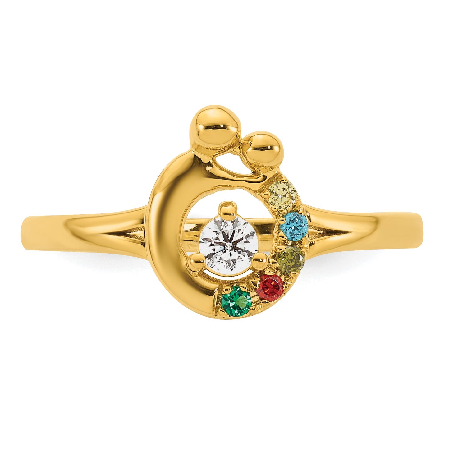14k Diamond with 5 Birthstone Mother/Child Ring Semi-mount