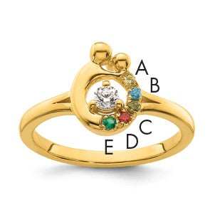 14k Diamond with 5 Birthstone Mother/Child Ring Semi-mount