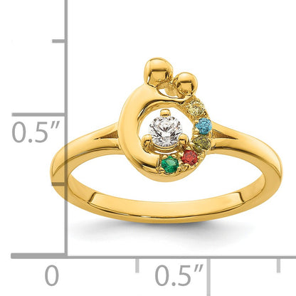 14k Diamond with 5 Birthstone Mother/Child Ring Semi-mount