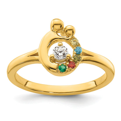 14k Diamond with 5 Birthstone Mother/Child Ring Semi-mount
