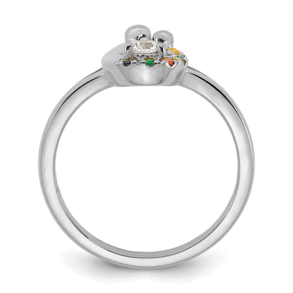 14k WG Diamond with 6 Birthstone Mother/Child Ring Semi-mount