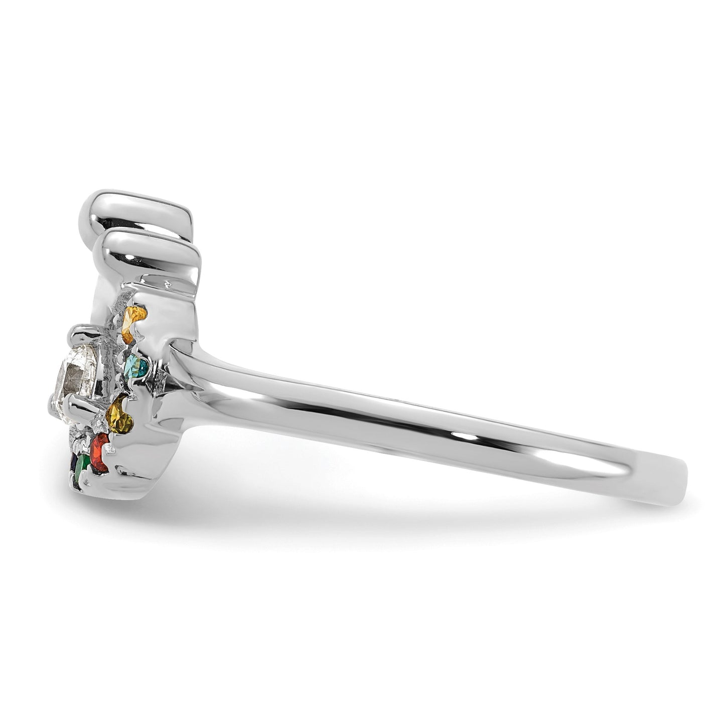 14k WG Diamond with 6 Birthstone Mother/Child Ring Semi-mount