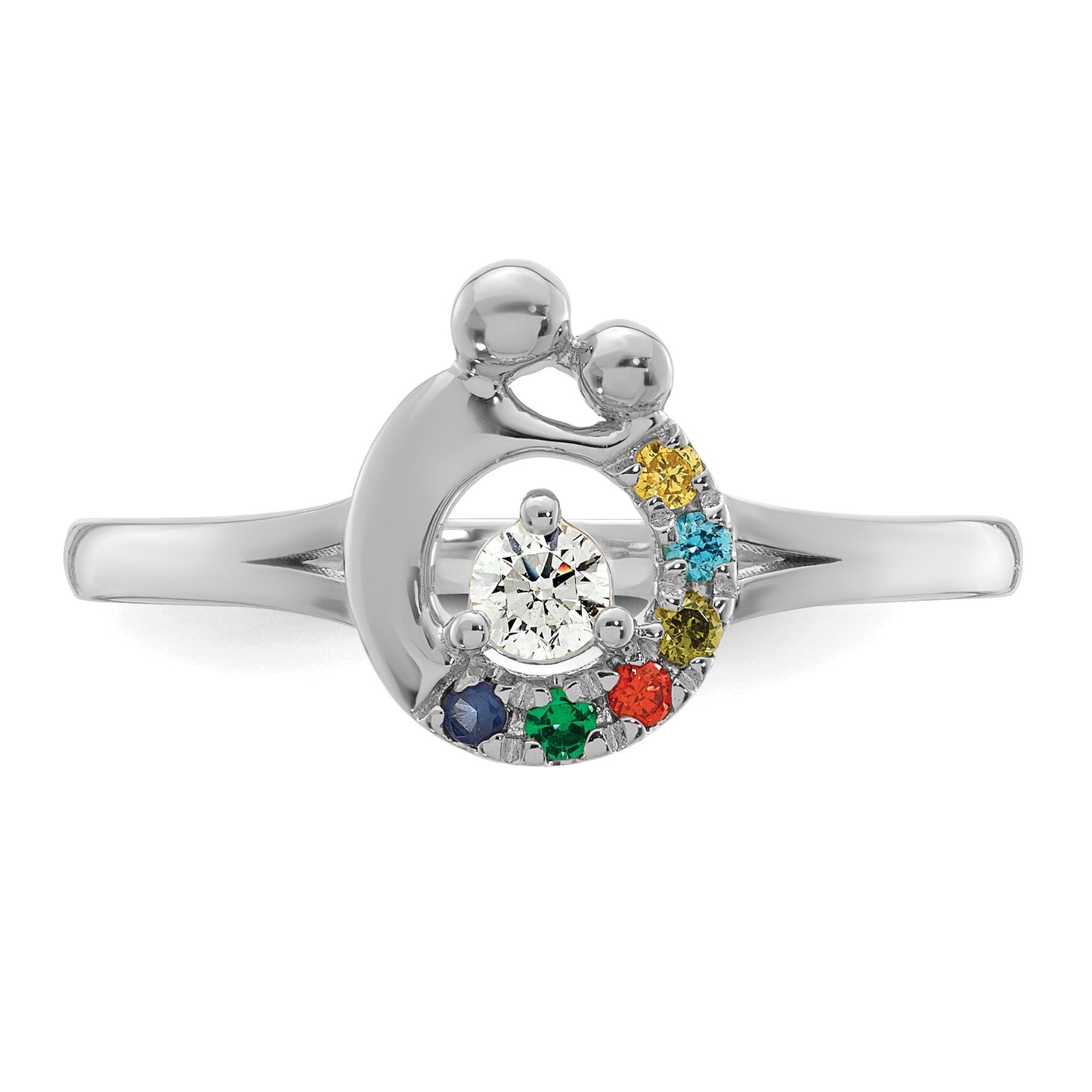 14k WG Diamond with 6 Birthstone Mother/Child Ring Semi-mount