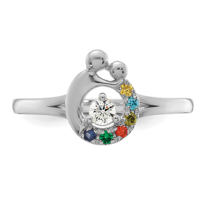 14k WG Diamond with 6 Birthstone Mother/Child Ring Semi-mount