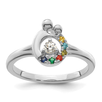 14k WG Diamond with 6 Birthstone Mother/Child Ring Semi-mount