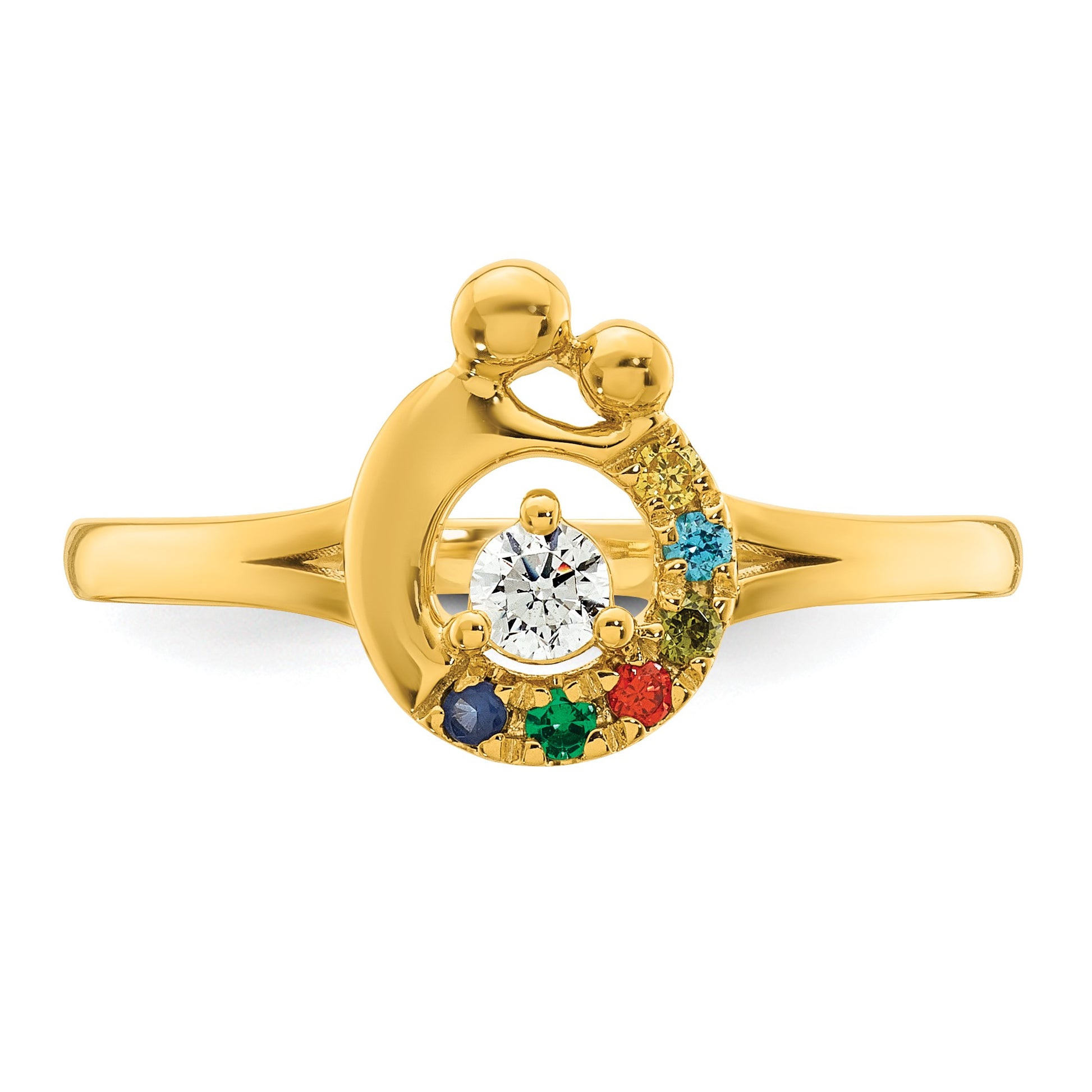 14k Diamond with 6 Birthstone Mother/Child Ring Semi-mount
