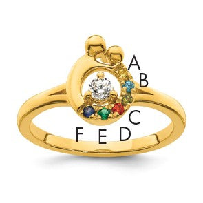 14k Diamond with 6 Birthstone Mother/Child Ring Semi-mount