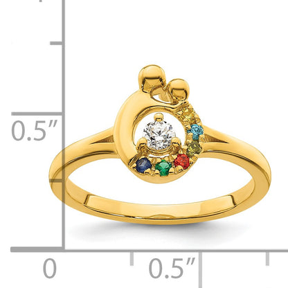 14k Diamond with 6 Birthstone Mother/Child Ring Semi-mount