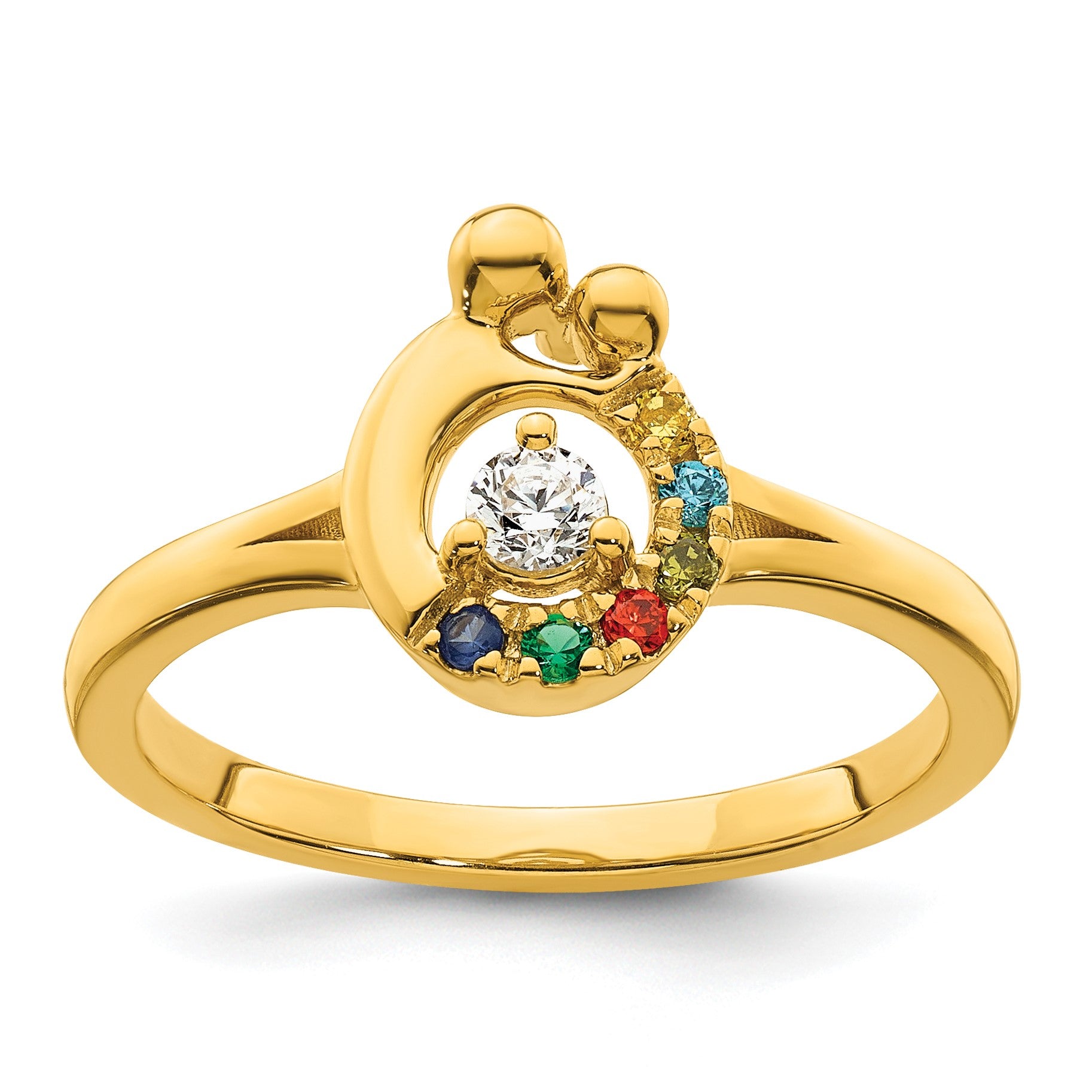 14k Diamond with 6 Birthstone Mother/Child Ring Semi-mount