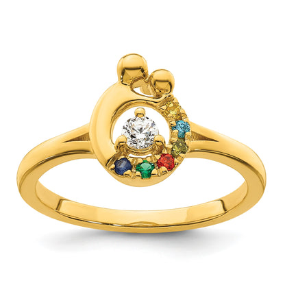 14k Diamond with 6 Birthstone Mother/Child Ring Semi-mount