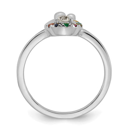 14k WG Diamond with 7 Birthstone Mother/Child Ring Semi-mount