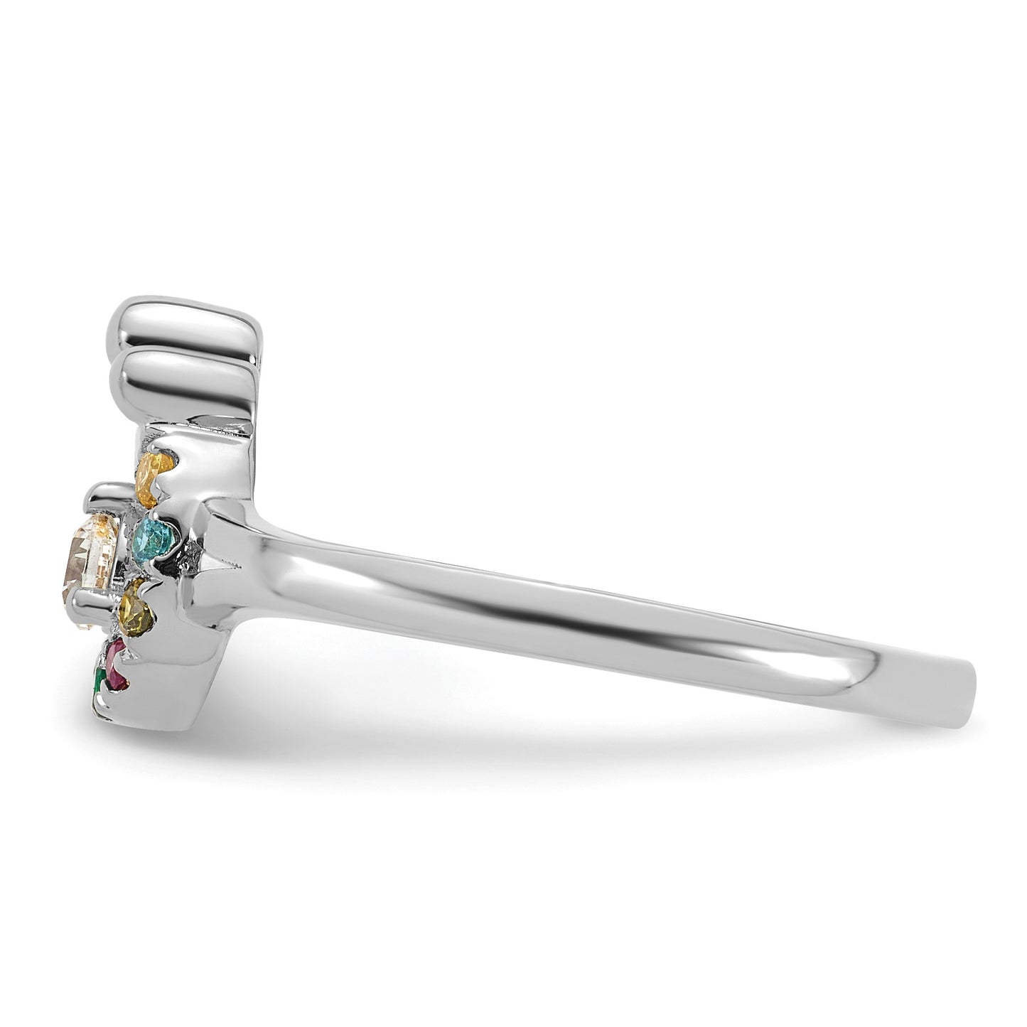 14k WG Diamond with 7 Birthstone Mother/Child Ring Semi-mount