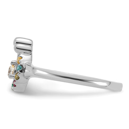 14k WG Diamond with 7 Birthstone Mother/Child Ring Semi-mount