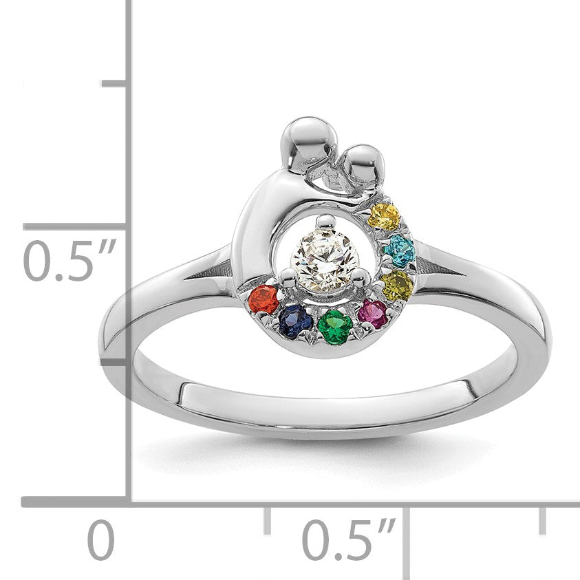 14k WG Diamond with 7 Birthstone Mother/Child Ring Semi-mount