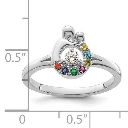 14k WG Diamond with 7 Birthstone Mother/Child Ring Semi-mount