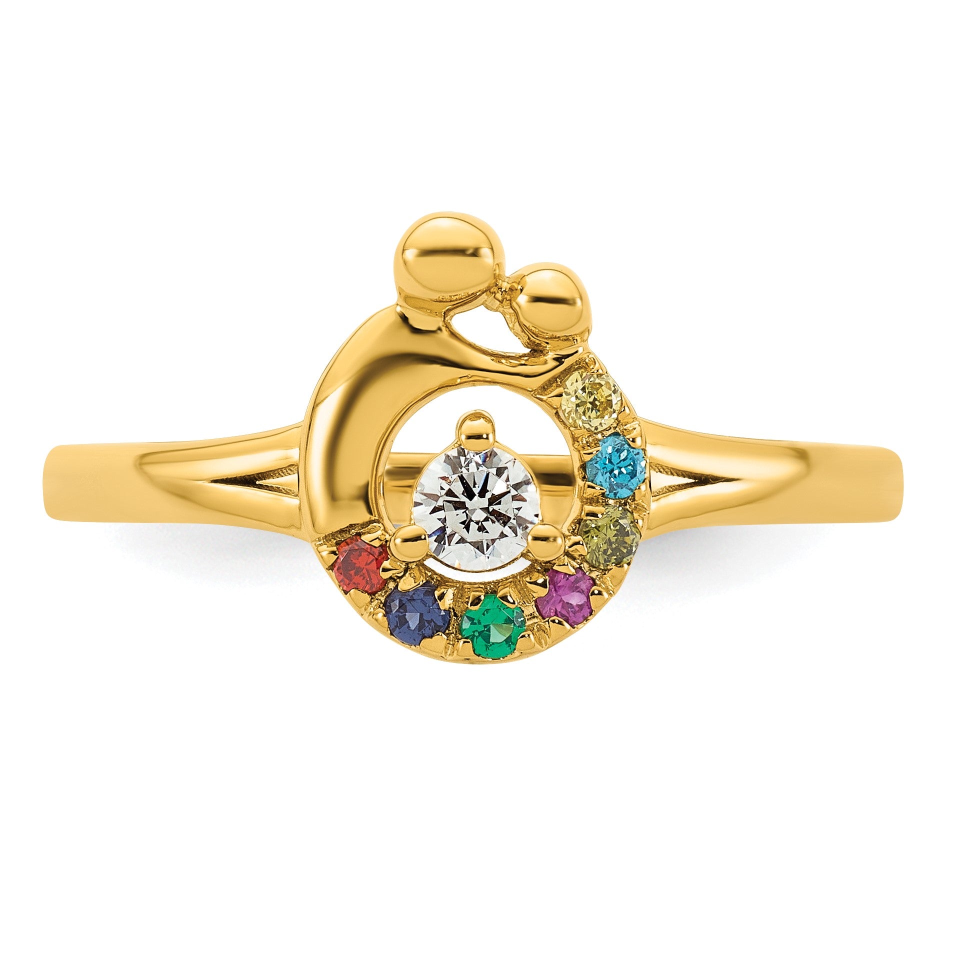 14k Diamond with 7 Birthstone Mother/Child Ring Semi-mount