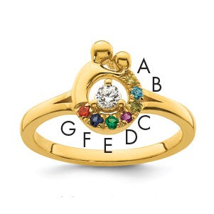14k Diamond with 7 Birthstone Mother/Child Ring Semi-mount