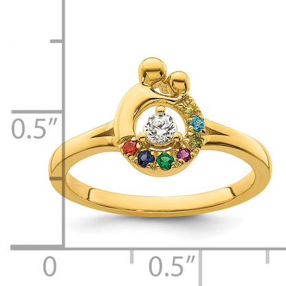 14k Diamond with 7 Birthstone Mother/Child Ring Semi-mount