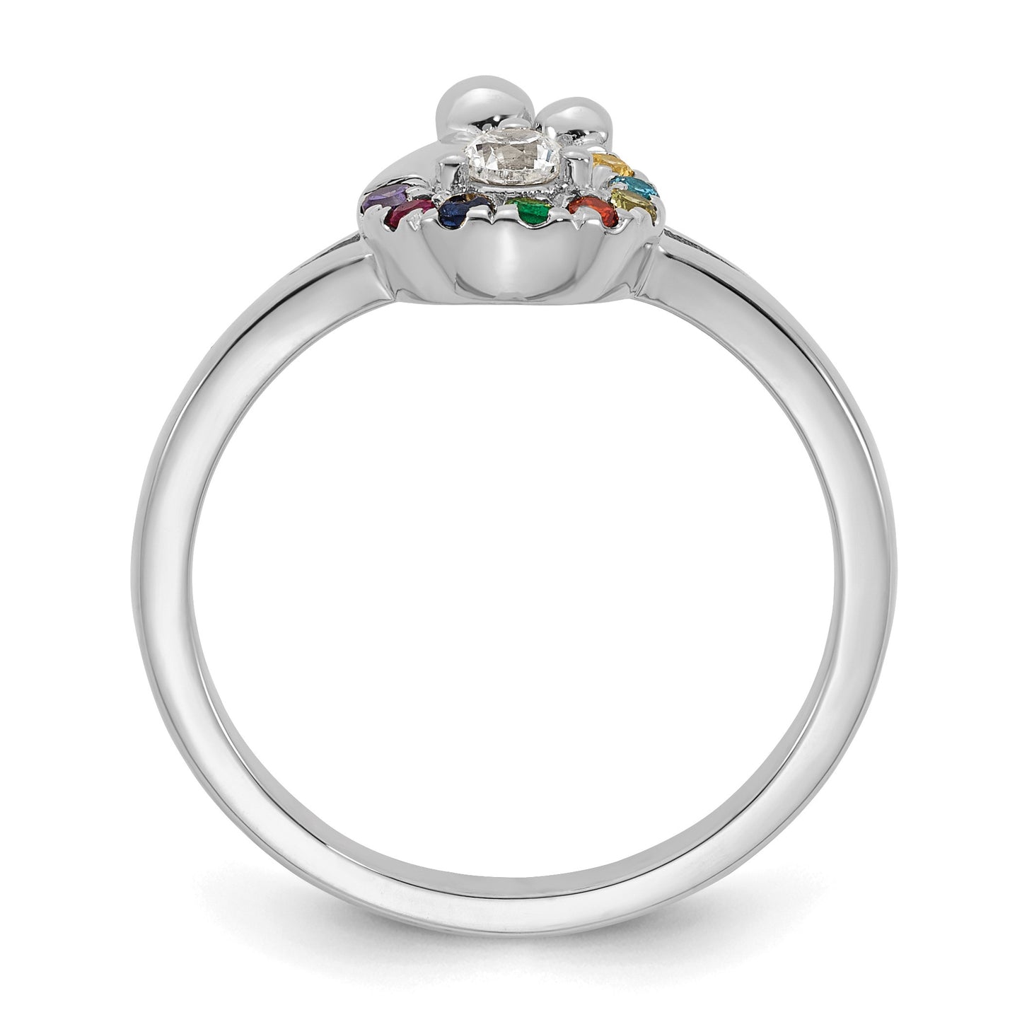14k WG Diamond with 8 Birthstone Mother/Child Ring Semi-mount