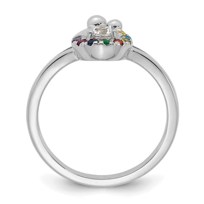 14k WG Diamond with 8 Birthstone Mother/Child Ring Semi-mount