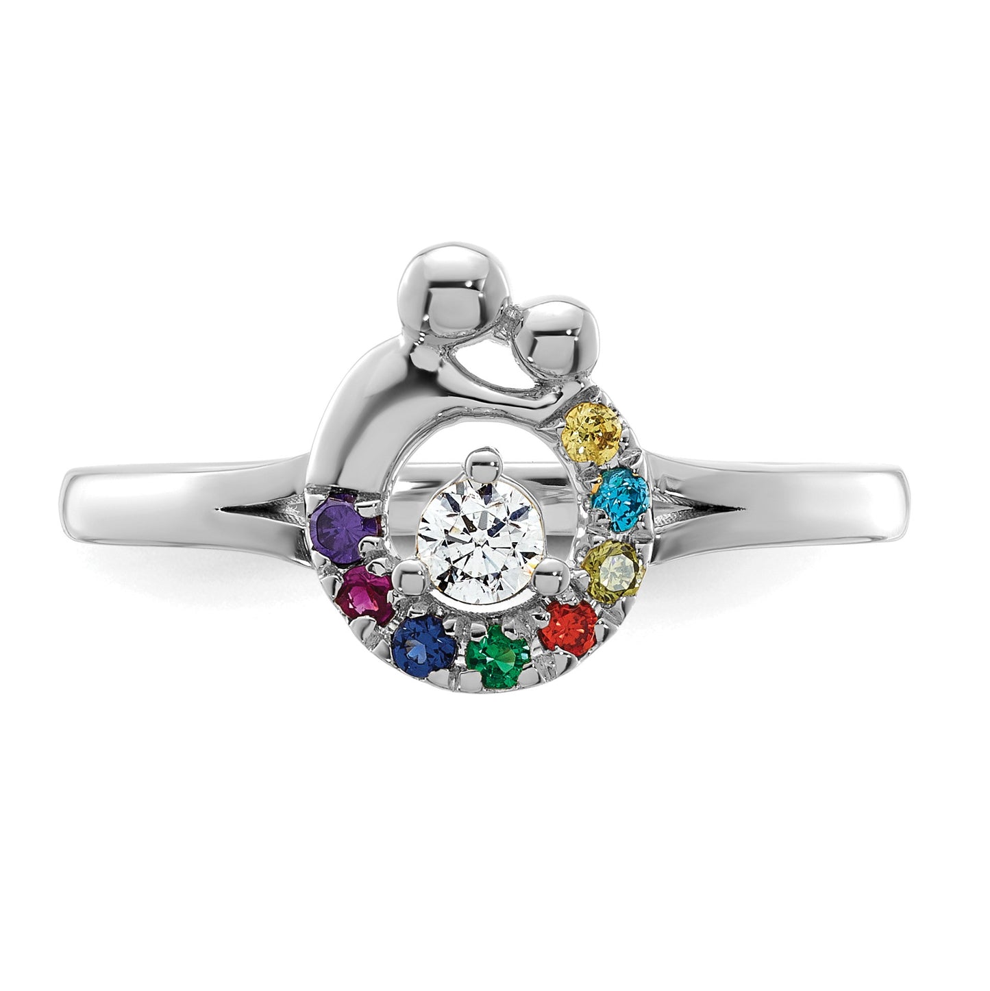 14k WG Diamond with 8 Birthstone Mother/Child Ring Semi-mount