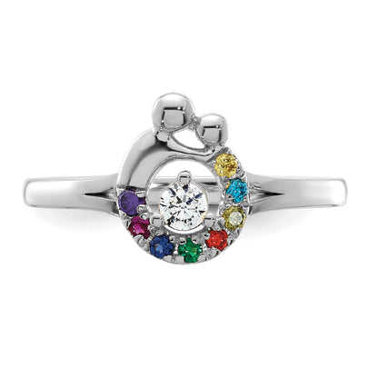 14k WG Diamond with 8 Birthstone Mother/Child Ring Semi-mount