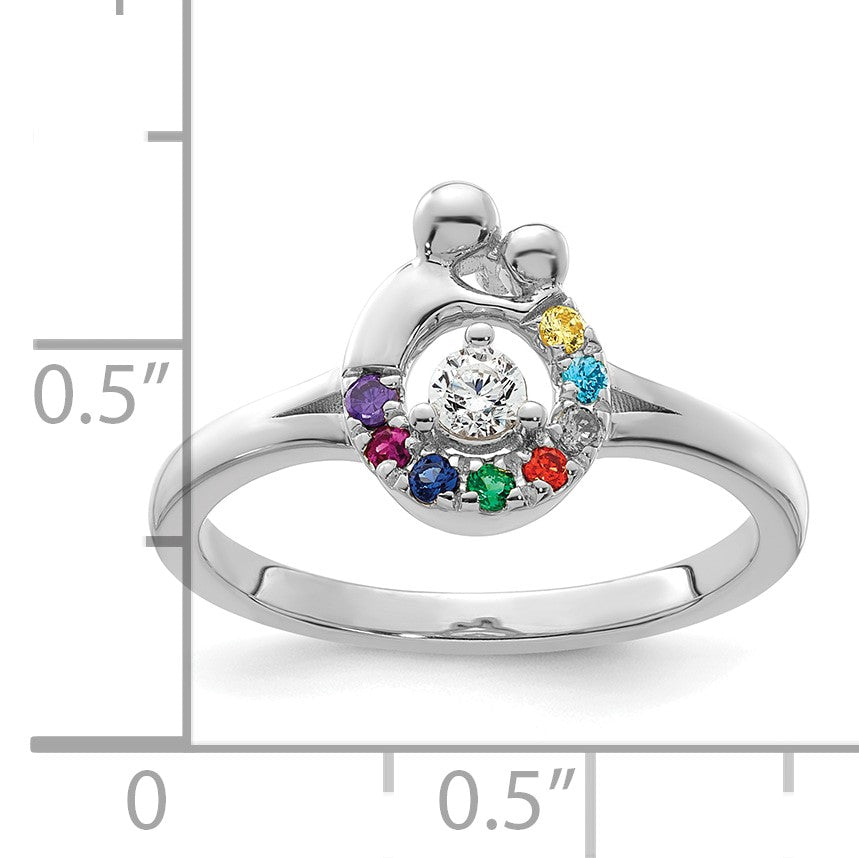 14k WG Diamond with 8 Birthstone Mother/Child Ring Semi-mount