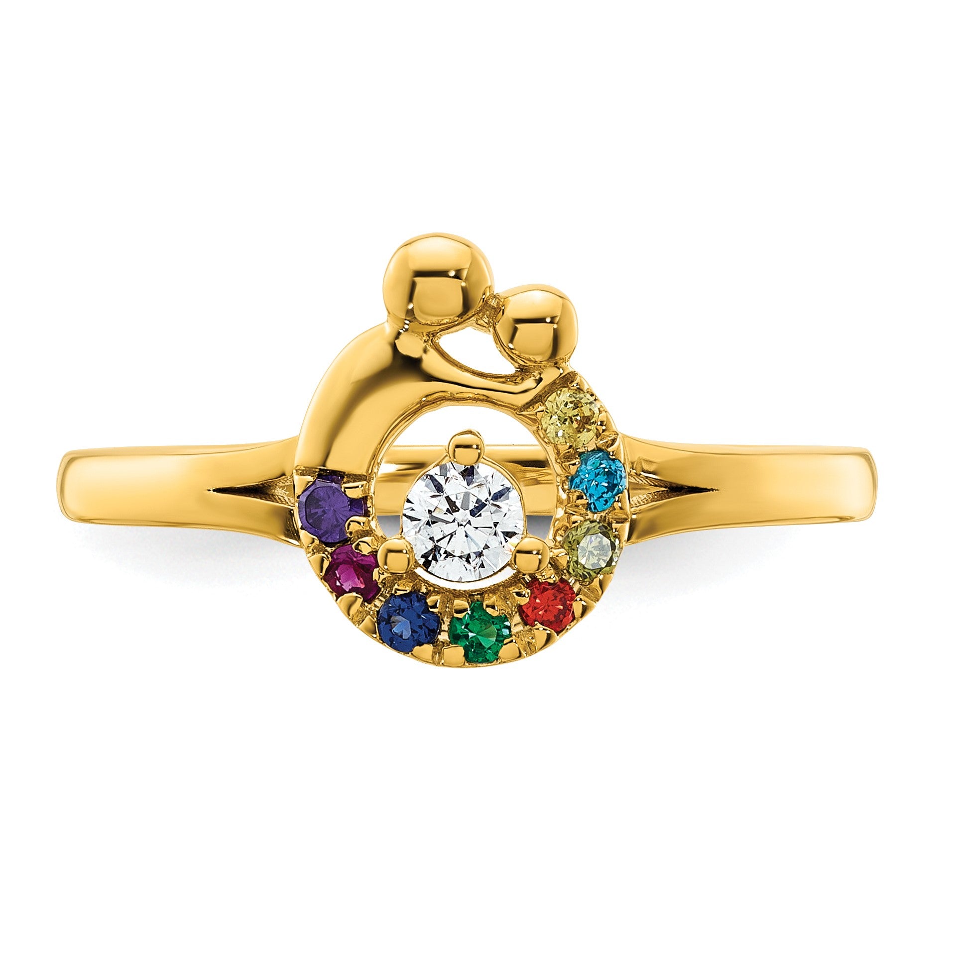 14k Diamond with 8 Birthstone Mother/Child Ring Semi-mount