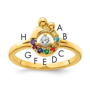 14k Diamond with 8 Birthstone Mother/Child Ring Semi-mount