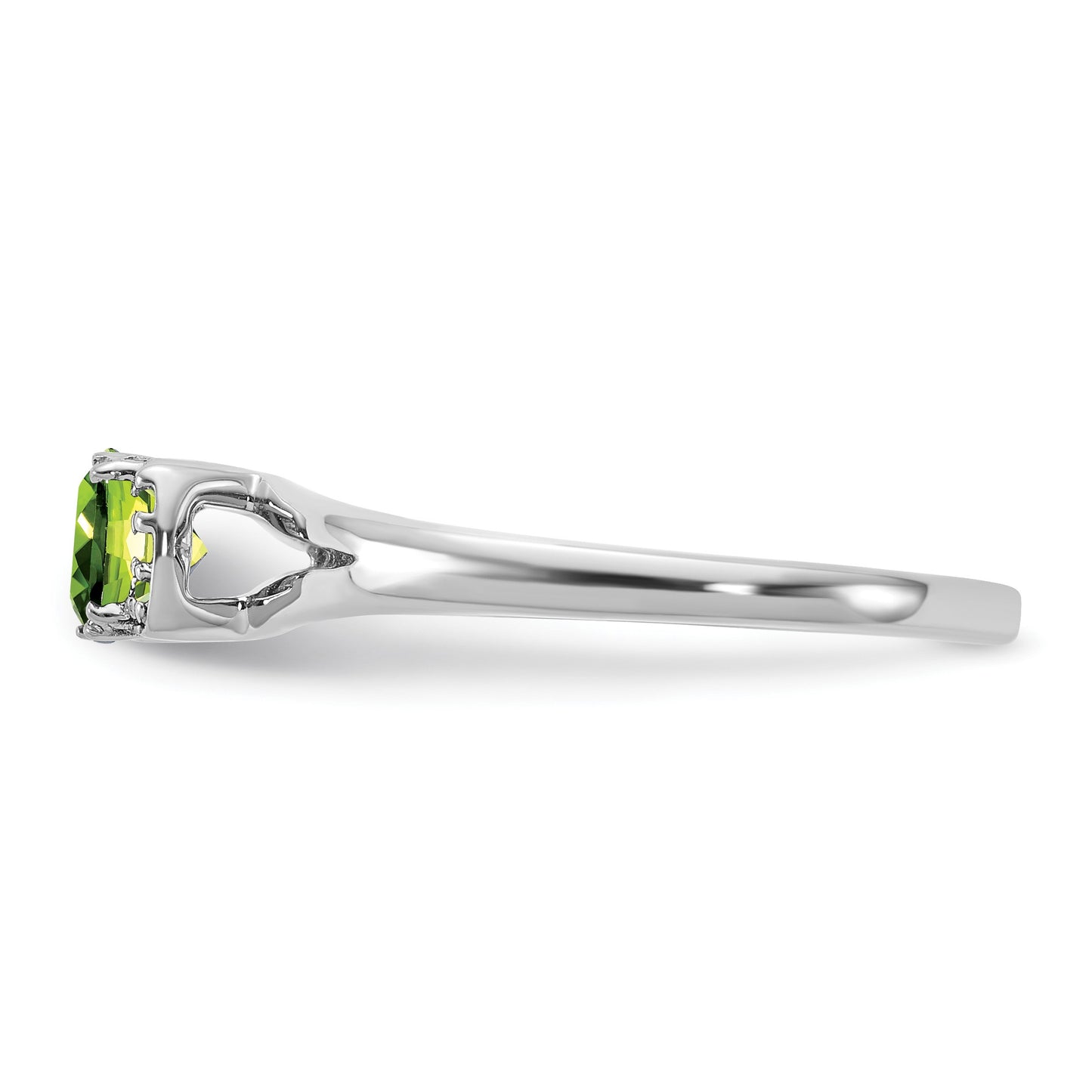 14K White Gold Polished Diamond and Peridot Fashion Ring