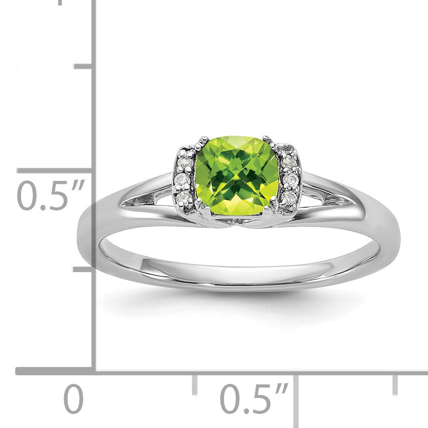 14K White Gold Polished Diamond and Peridot Fashion Ring