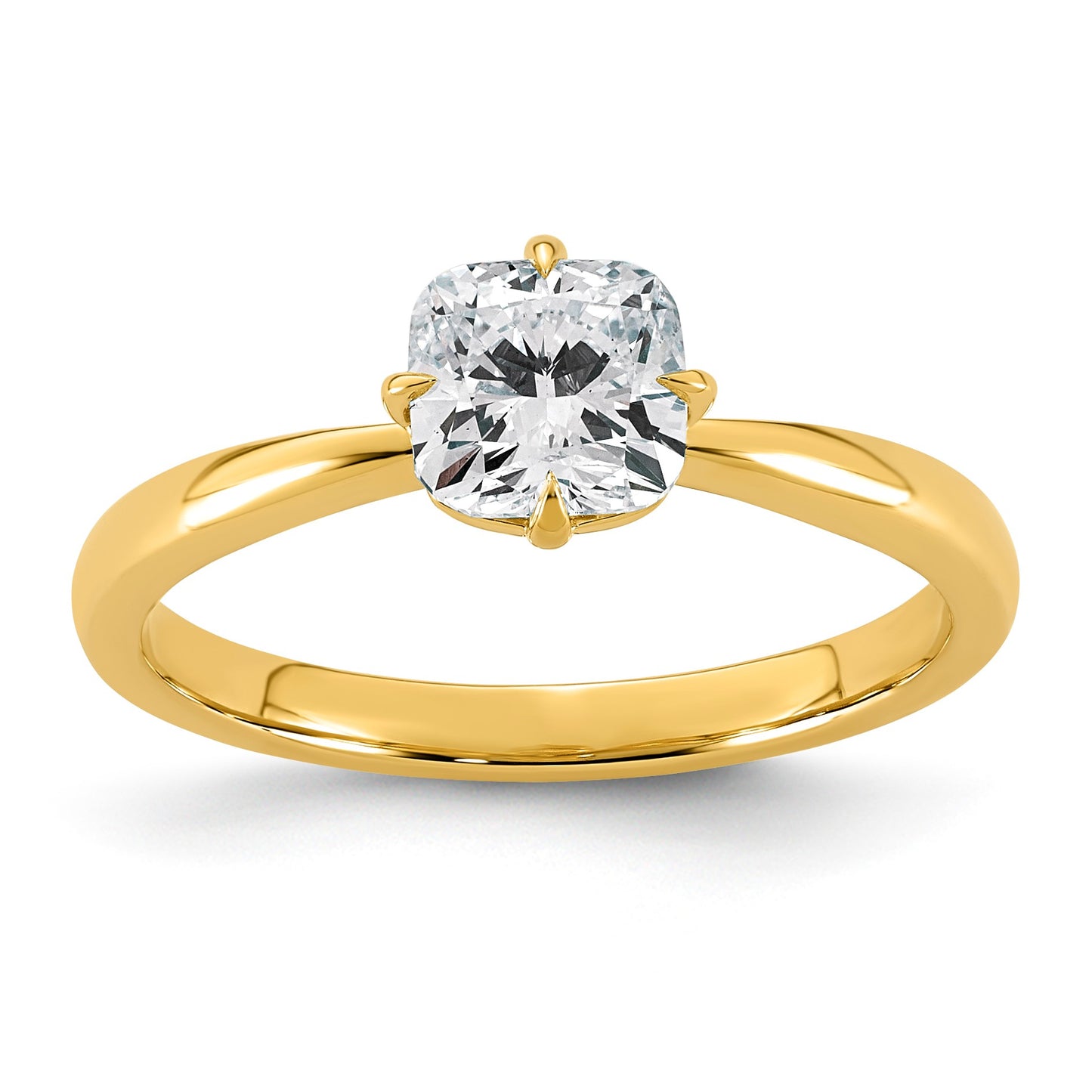 14k 1 carat Certified Lab Grown Diamond VS+ F+ Cushion Complete Solitaire Engagement Ring