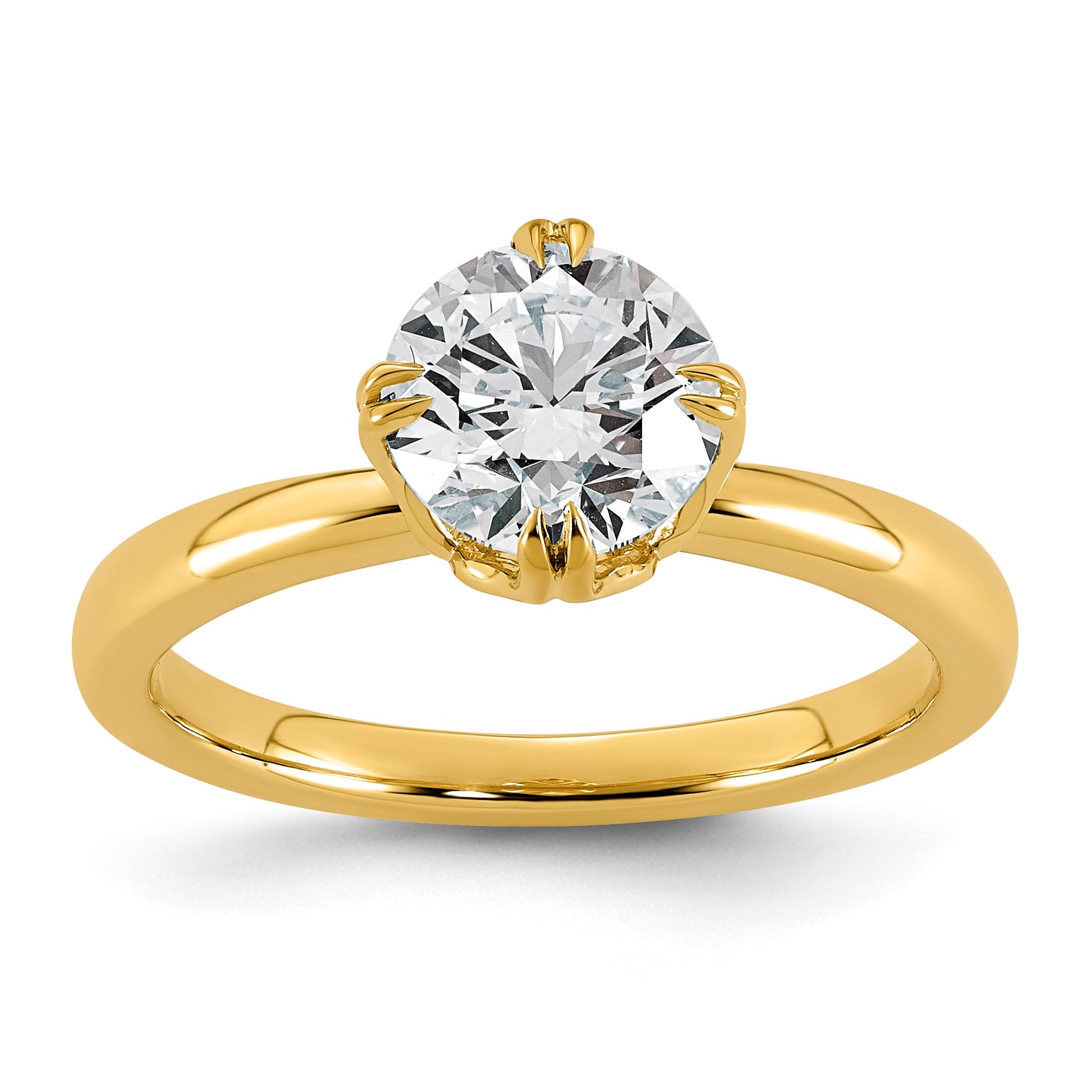 14k 1 1/2 carat Certified Lab Grown Diamond VS+ F+ Complete Round Eight Prong Solitaire Ring