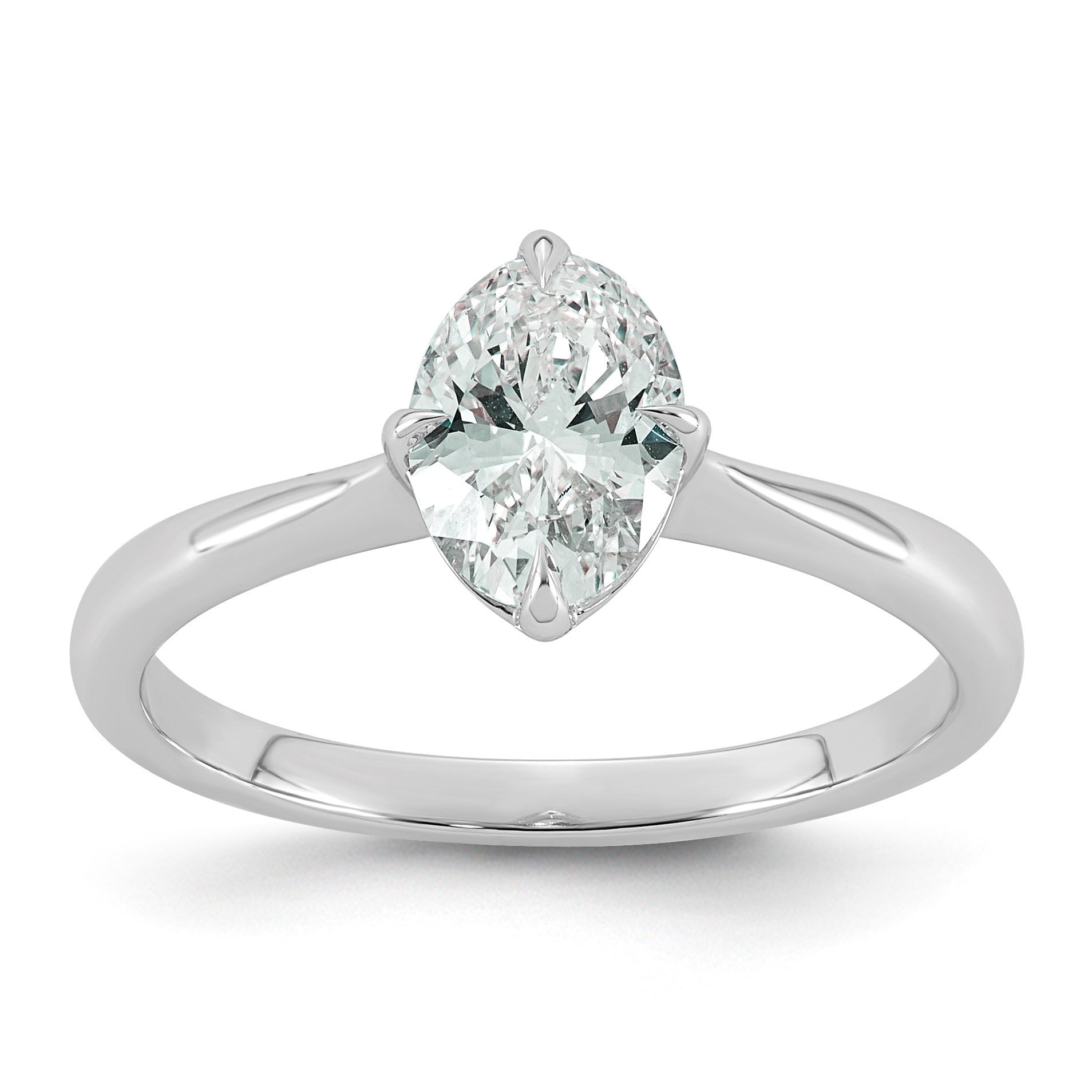 14k White Gold 1 carat Certified Lab Grown Diamond VS+ F+ Complete Oval Four Prong Solitaire Ring