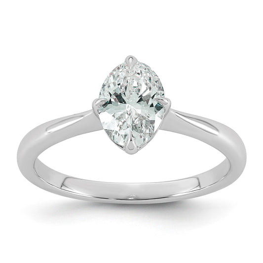 14k White Gold 1 carat Certified Lab Grown Diamond VS+ F+ Complete Oval Four Prong Solitaire Ring