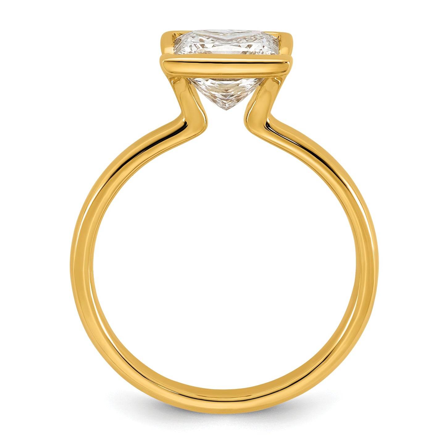 14k 2 carat Certified Lab Grown Diamond VS+ F+ Princess Complete Solitaire Half Bezel Engagement Ring