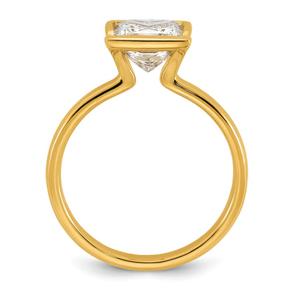14k 2 carat Certified Lab Grown Diamond VS+ F+ Princess Complete Solitaire Half Bezel Engagement Ring