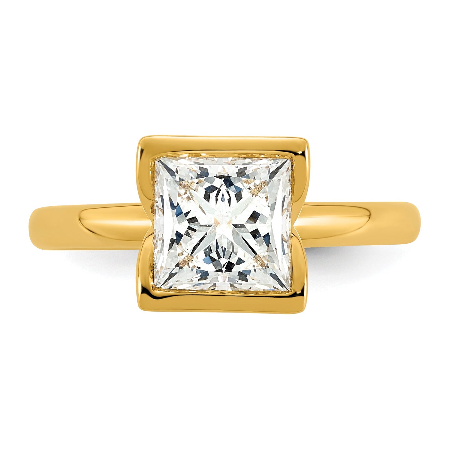 14k 2 carat Certified Lab Grown Diamond VS+ F+ Princess Complete Solitaire Half Bezel Engagement Ring