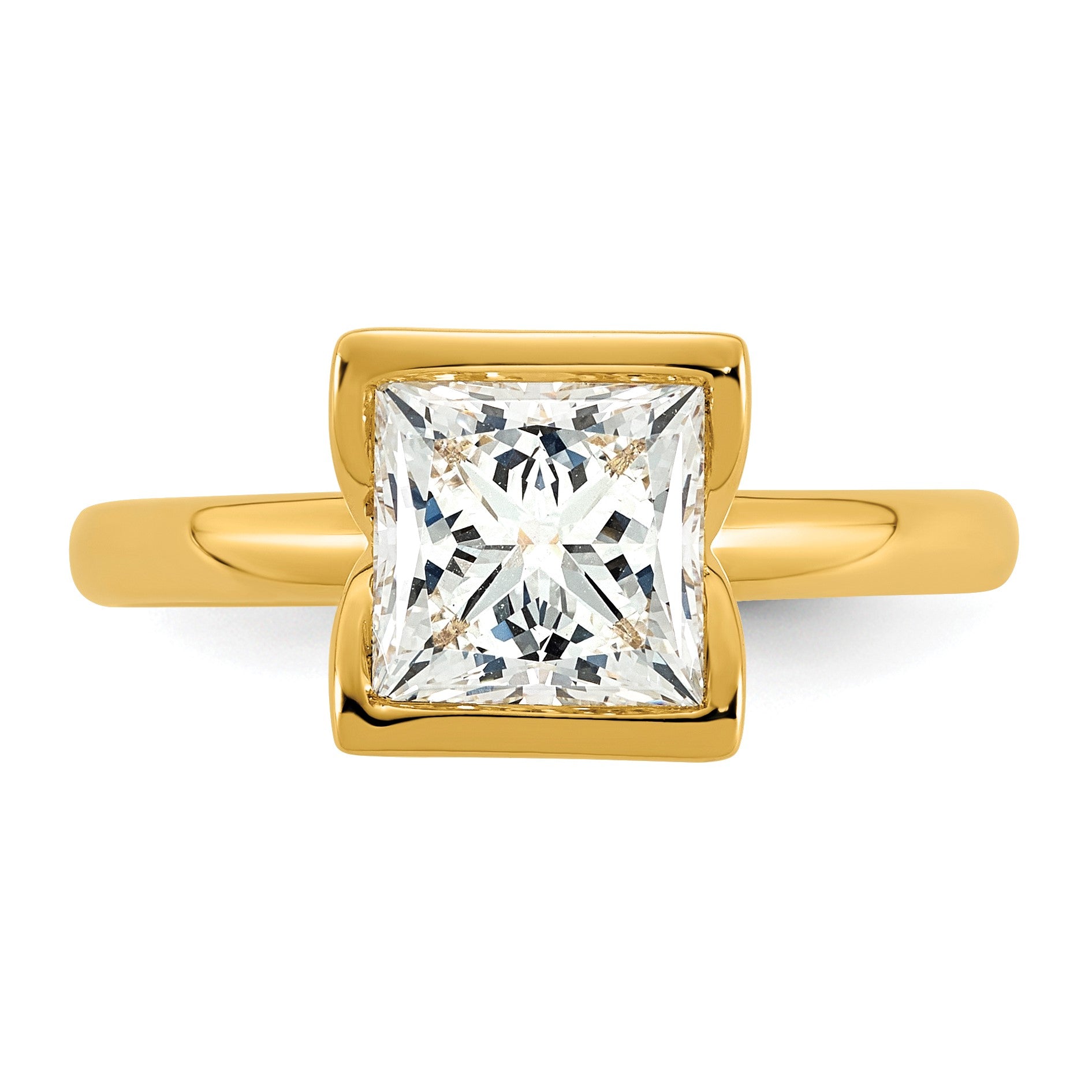 14k 2 carat Certified Lab Grown Diamond VS+ F+ Princess Complete Solitaire Half Bezel Engagement Ring