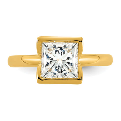 14k 2 carat Certified Lab Grown Diamond VS+ F+ Princess Complete Solitaire Half Bezel Engagement Ring