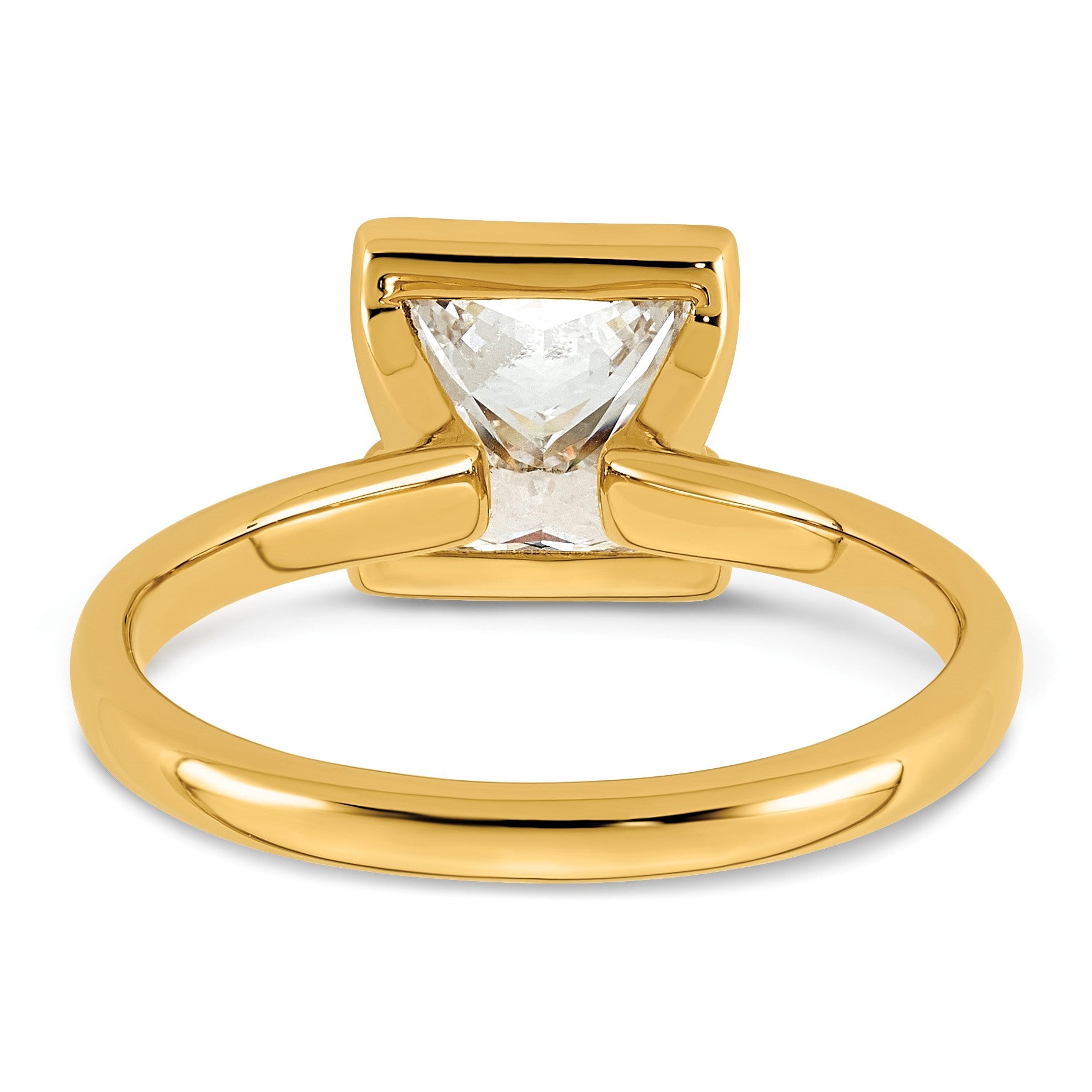 14k 2 carat Certified Lab Grown Diamond VS+ F+ Princess Complete Solitaire Half Bezel Engagement Ring