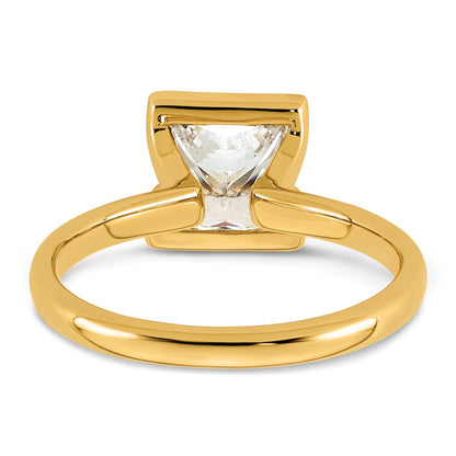 14k 2 carat Certified Lab Grown Diamond VS+ F+ Princess Complete Solitaire Half Bezel Engagement Ring