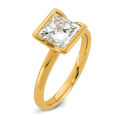 14k 2 carat Certified Lab Grown Diamond VS+ F+ Princess Complete Solitaire Half Bezel Engagement Ring