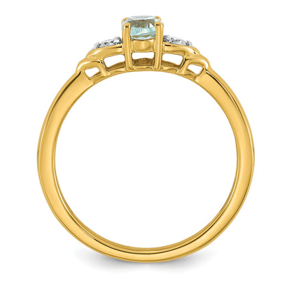 14k Aquamarine & 1/10 carat Lab Grown Diamond VS/SI+ G+ March Birthstone Complete Ring